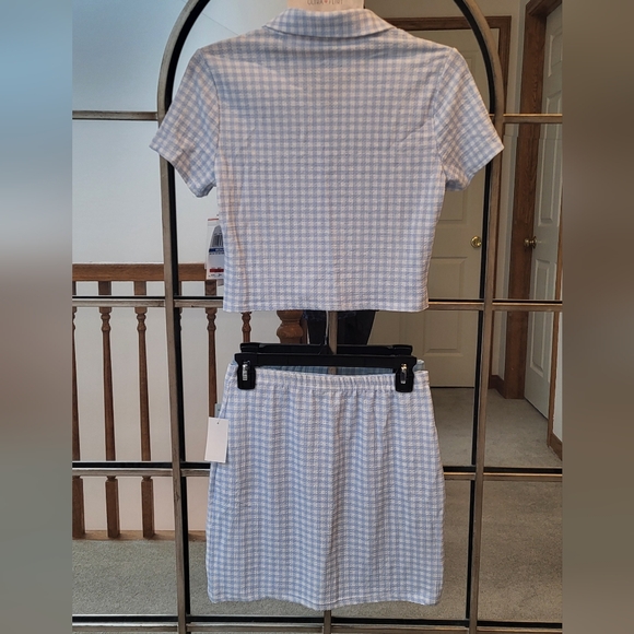 Ulta Flirt Baby Blue Checkered Button Up Crop Top & Mini Skirt Set - Picture 14 of 15